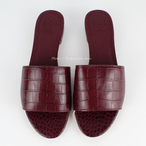 NEW TORY BURCH Martine Croc-effect Slides– Chic & Versatile Summer Shoes - Picture 5 of 13